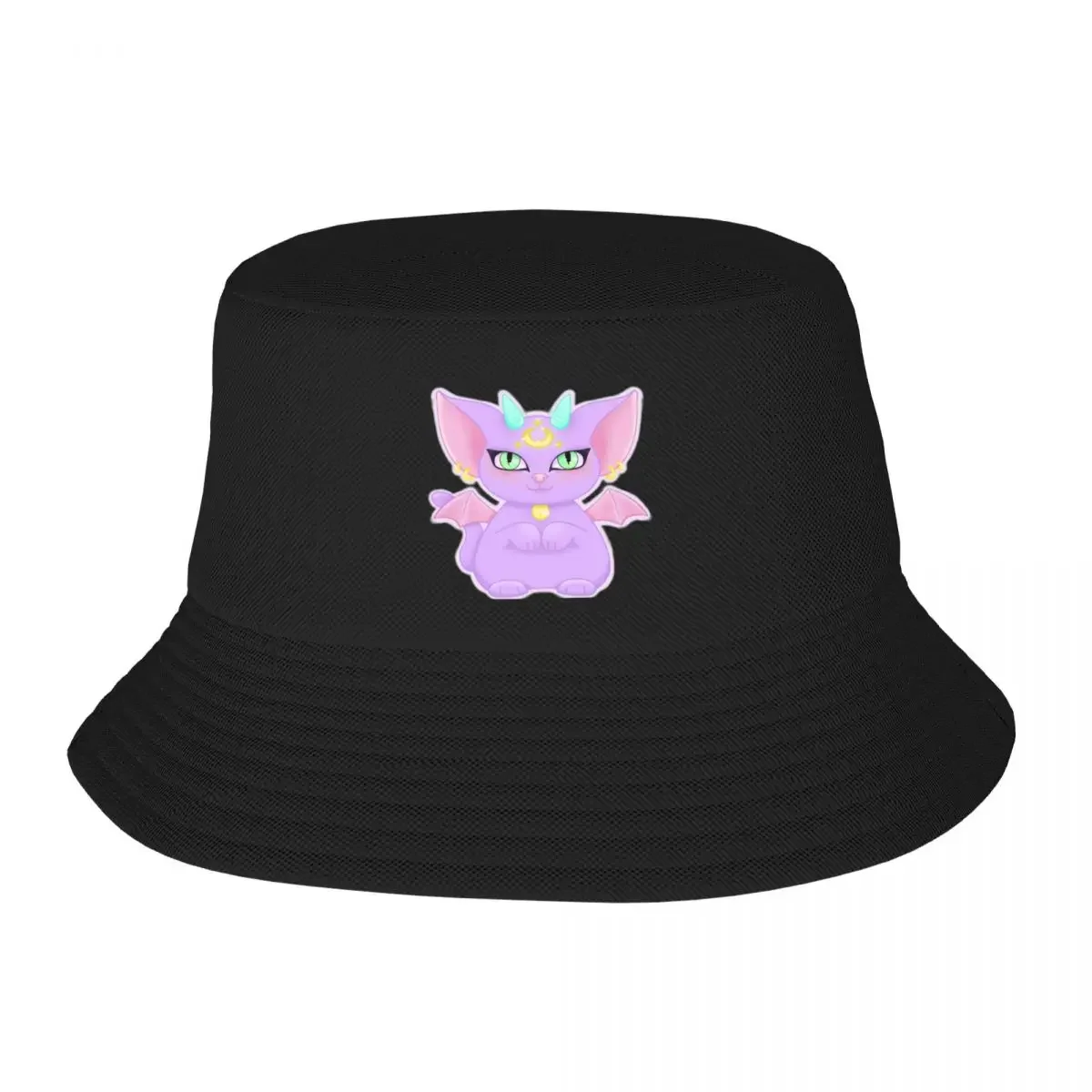 Kawaii Pastel Demon Luna Cat Bucket Hat fashionable funny hat Luxury Man Hat Fishing cap Hats For Women Men's