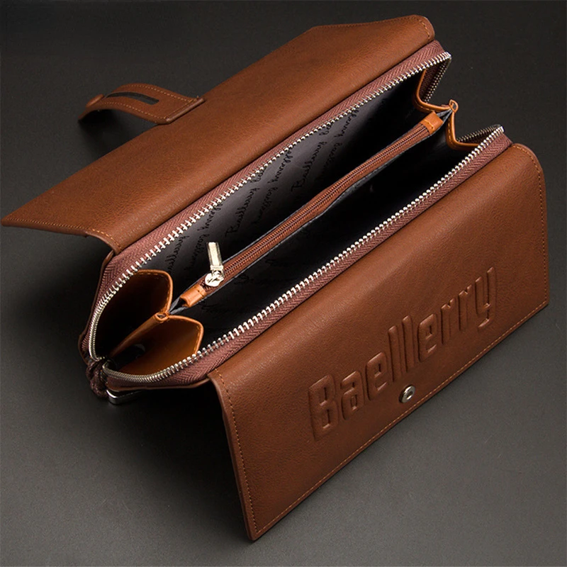 

Large Wallet Men Leather Wallets Turnover Designer Card Holder Big Capacity Clutch Purse Men Long Money Bag for Man