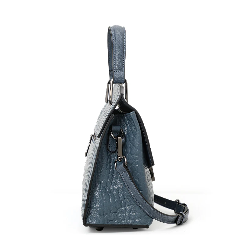 Genuine Cowhide Leather Crocodile Pattern Ladies Handbag Flip Cover Large Capacity Stylish Single Shoulder Bag view 4