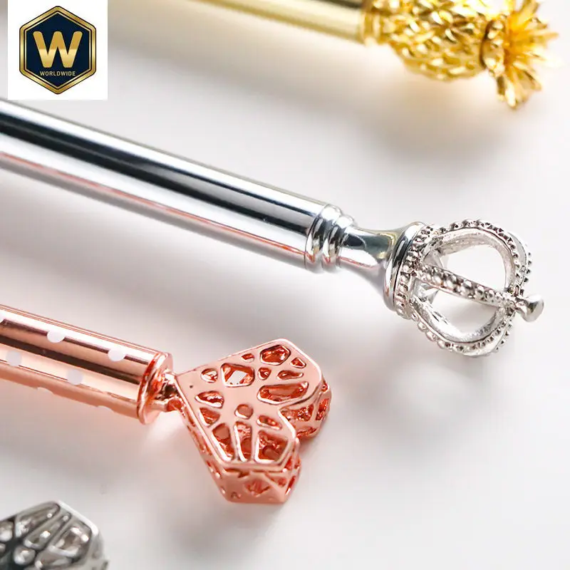 Crown Goddess Scepter Pineapple Heart-Shaped Hollow Oil Ballpoint Pen, Cute Gift
