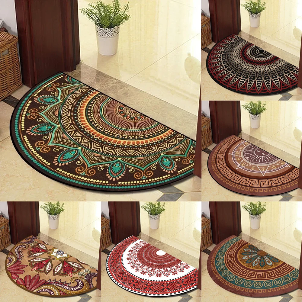 Semicircular Door Mat Bedroom Kitchen Foot Mats Morocco Retro Mats Living Room Balcony Decorative Floor Small Rugs for Bedroom