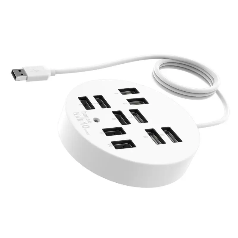 652F 10 Port USB 2.0 Hub Round Charging Adapter USB Docking Station 480Mbps for Efficient Data Management Splitter
