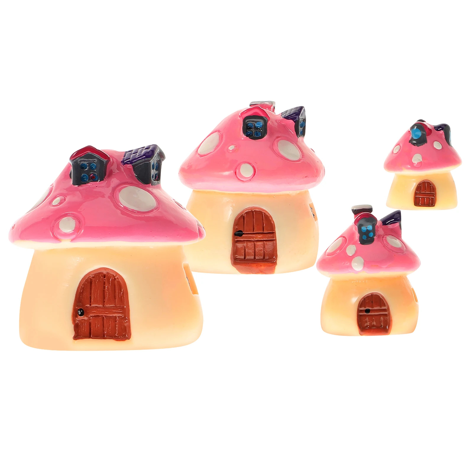 

4 Pcs Miniature Mushroom House Resin Decoration for Mini Garden Plant Craft Landscape Accessory Gardening Statue Sculpture