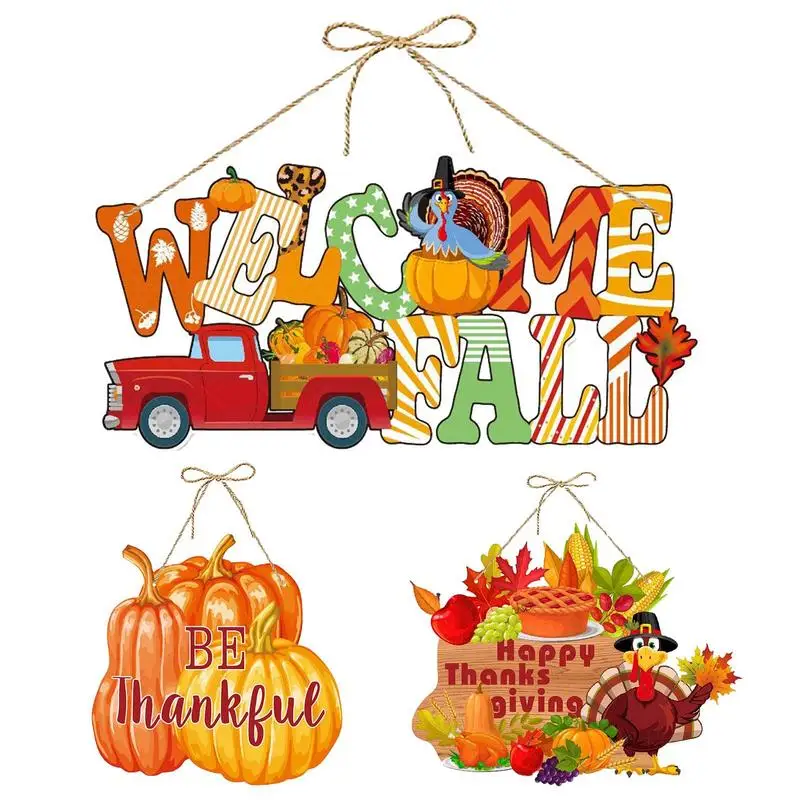 Thanksgiving Pumpkin Sign Halloween Ornament Pumpkin Welcome Sign Blessed Pumpkin Fall Sign Happy Fall Decoration for Yard Party