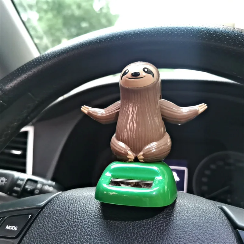 Funny Solar Sloth Car Ornament Automatic Swing Animal Doll Toy Car Accessories Dancing Shaking Home Decor Children Toy Gift