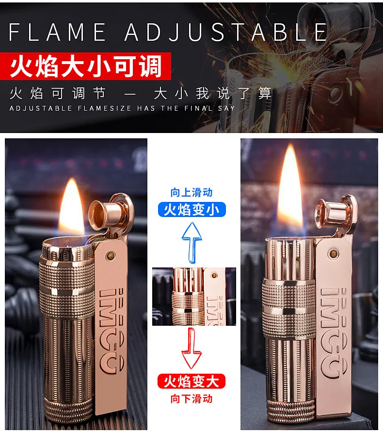 IMCO Logo Nostalgic Stainless Steel Metal Gasoline Lighter 6700 Fuel Lighter from Austria Cigarette Lighter Gift