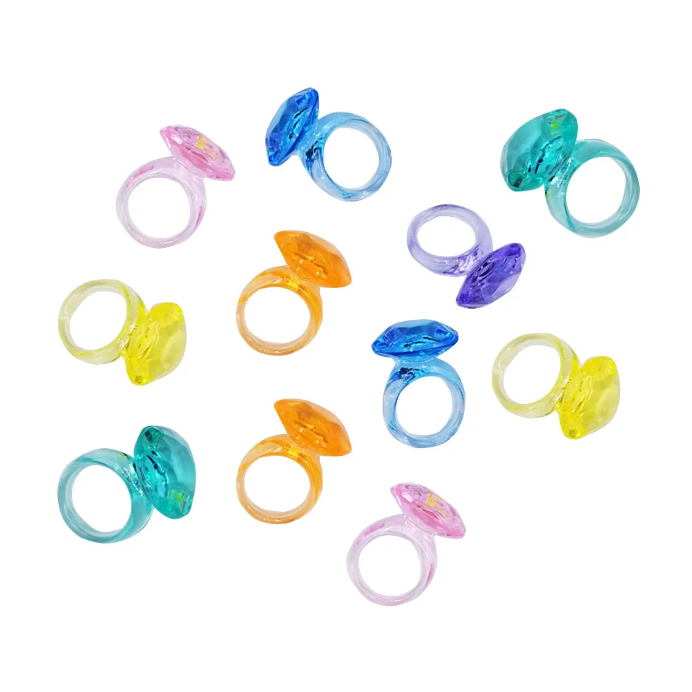 

110pcs Acrylic Children Rings Adorable Diamond Shape Rings Decorative Jewelry Birthday Party Favors Gifts for Kids (1KG)