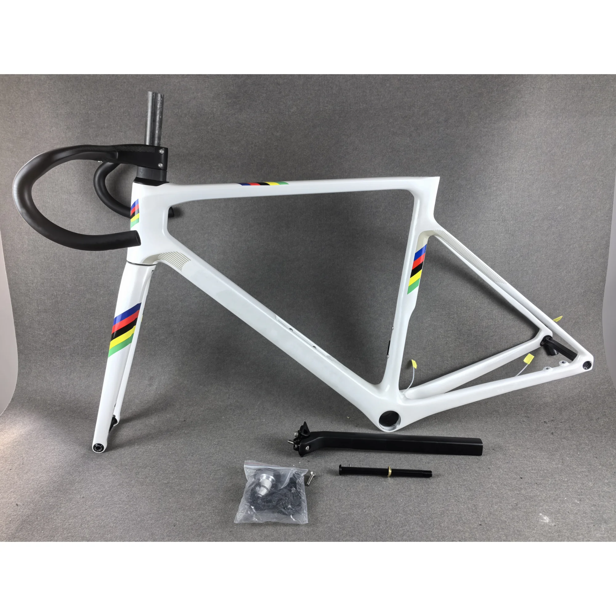 V4RS 도로 탄소 프레임 챔피언 화이트 스피드 자전거 프레임 T1000 UD T47 디스크 브레이크 레이싱 자전거 프레임 셋 + 핸들 바 사용자 정의 로고