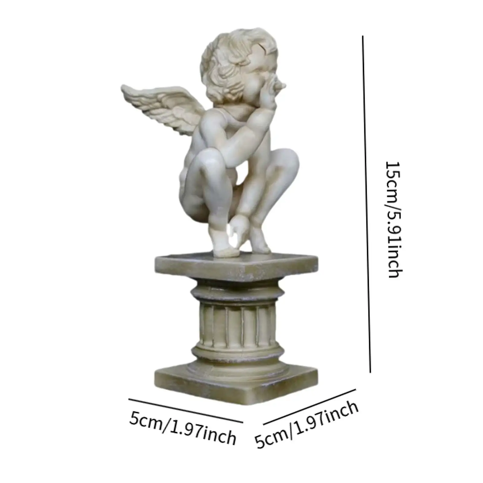 Decorative Angel Statue Figurine PVC Cherub Ornament Desktop Collectible for Bedroom Living Room Club House Gift