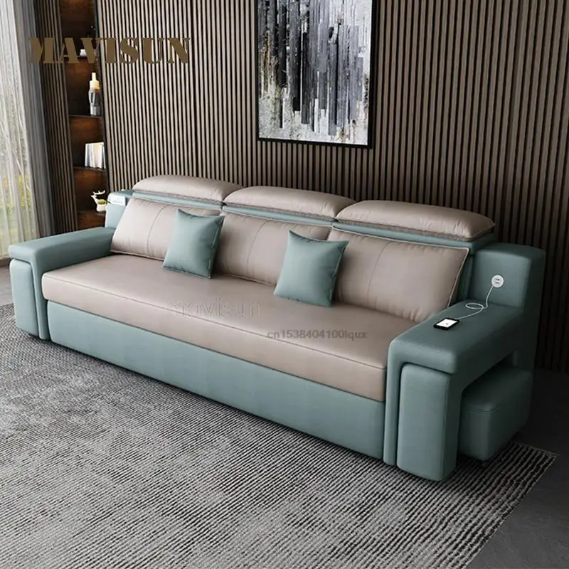 Modern Multifunctional Technology Cloth Sofa Bed Living Room Small Apartment Storage Folding Sofa Chaise Smart Home Furniture