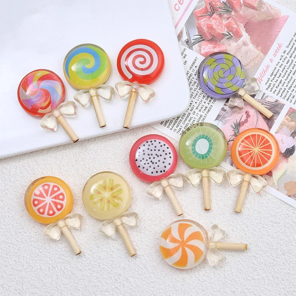 2PCS 53x30mm Fruit Lollipop Series Resin Flatback Cabochons For Hairpin Scrapbooking DIY Jewelry Craft Decoration Accessories