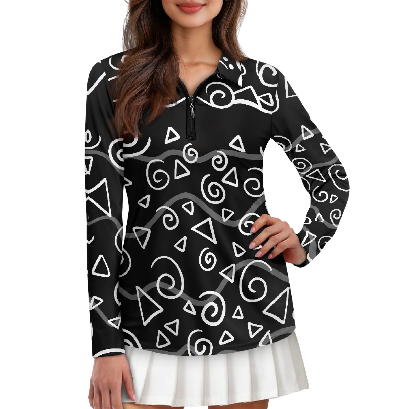 PENSTROLL Triangle Vortex Womens Comfortable Athletic Tennis Shirts Soft Golf Shirts for Casual