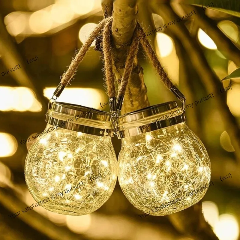 Solar Cracked Glass Jar Lamp IP65 Waterproof 30LED Warm White & Colorful Lights Outdoor String Lights for Garden Patio Yard Tree
