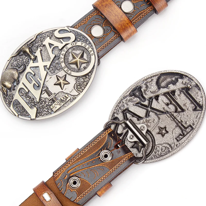 BISON DENIM Western Belt Buckle Vintage Cowboy Animal Pattern Belt Buckle Handmade Belt Accessories