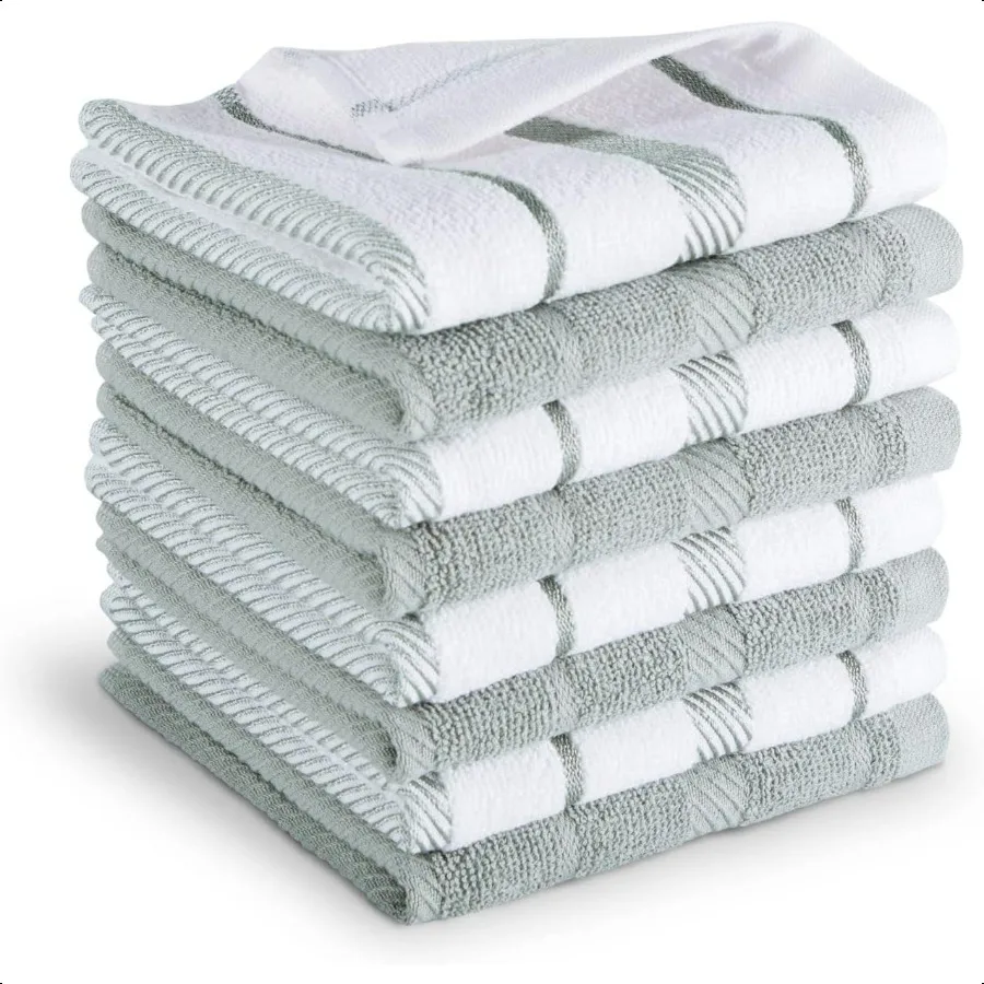

Albany Dishcloth 8 Pack Set Matte Grey White 12x12