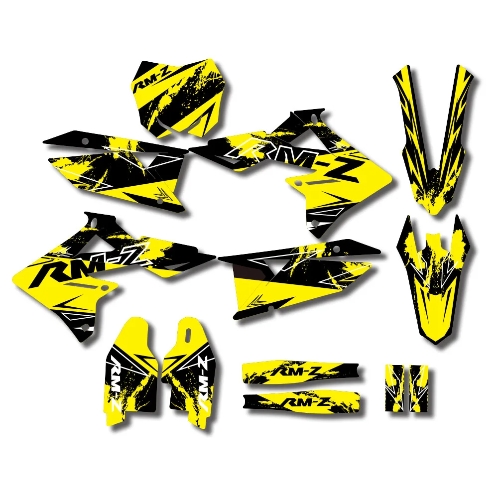 Zestaw naklejek graficznych na motocykl crossowy Suzuki RMZ 250 RMZ250 2019-2026 RMZ450 RMZ 450 2018-2026 2025 z własnym numerem — 2