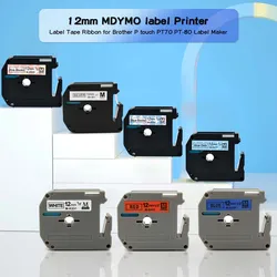 12mm M labelTape MK231 M-K231 MK131 MK631 Compatible for Brother P-Touch Label Maker Printer PT-55 PT-60 PT70 PT-75 PT-80 PT-90