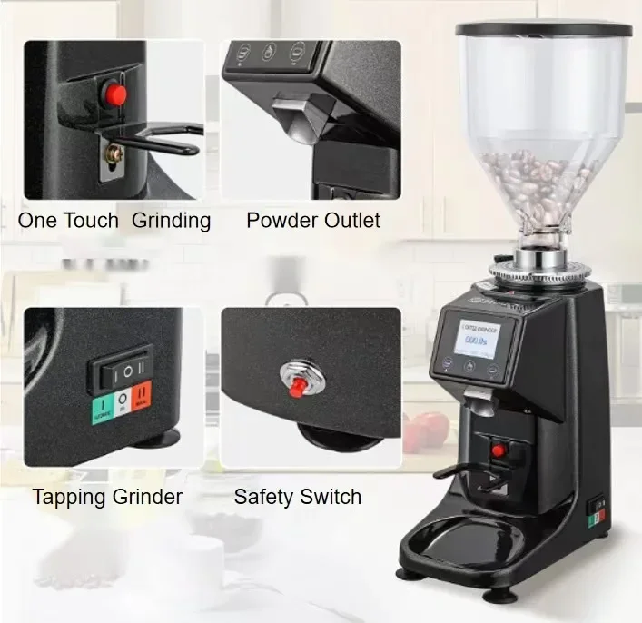 Picture 5: Commercial Automatic 60mm Flat Burr Stainless Steel Coffee Bean Grinder for Home & Hotel Use