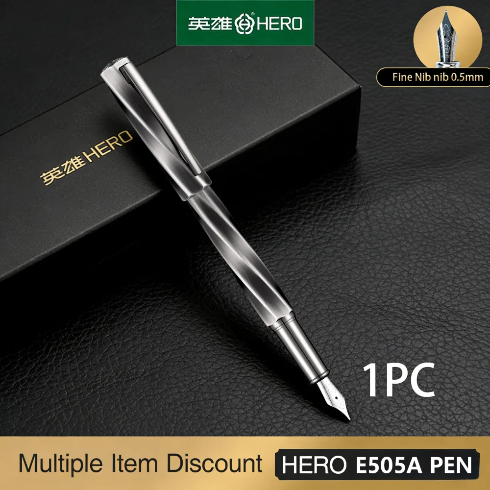 

Перьевая ручка Hero Naked Pen E505A F0,5 мм с иридиевым наконечником в стиле ретро со спиральной текстурой, подходит для элитного бизнеса без чернил
