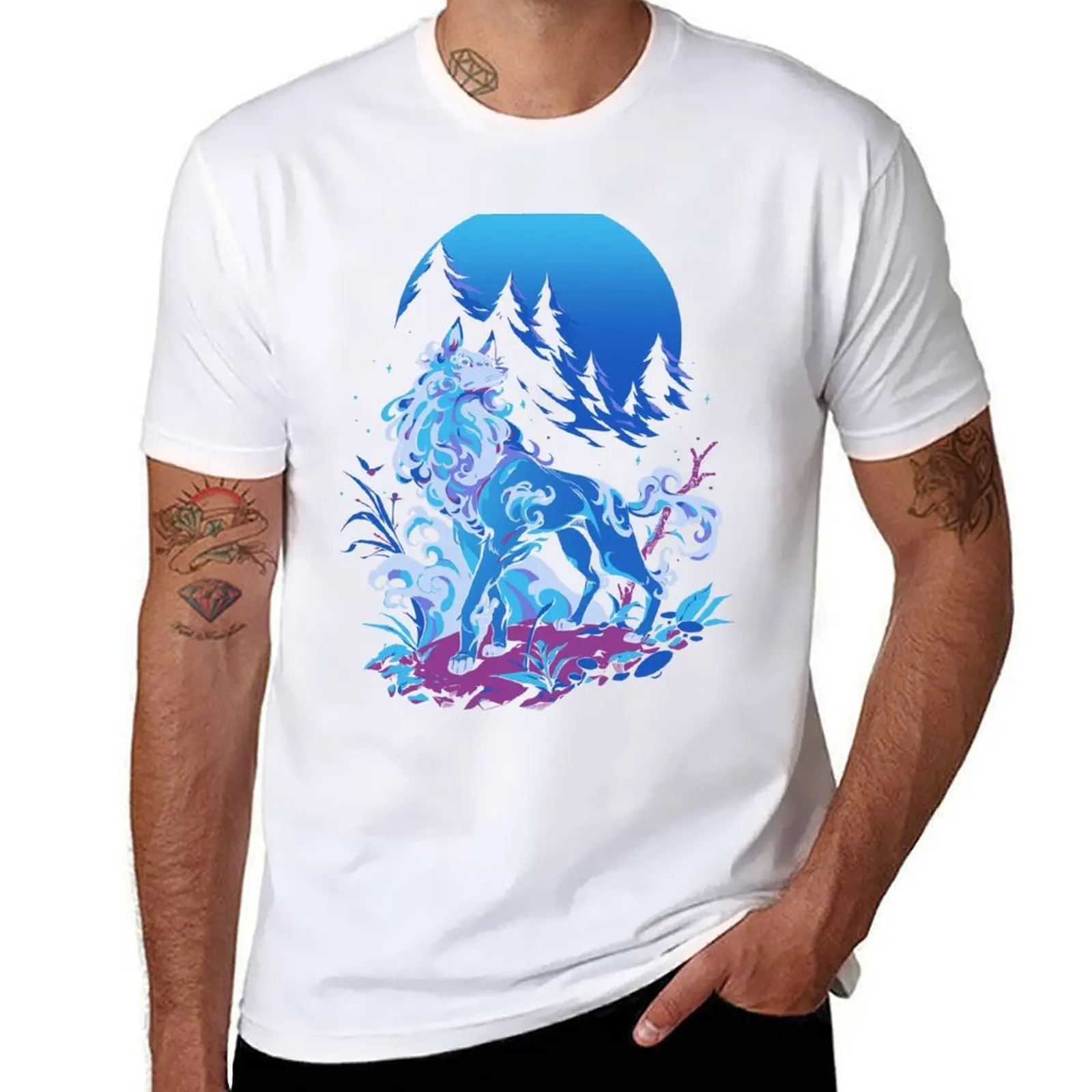 

Spiritual Aqua Wolf T-Shirt t shirts for man pack white t shirt man plain T-Shirt