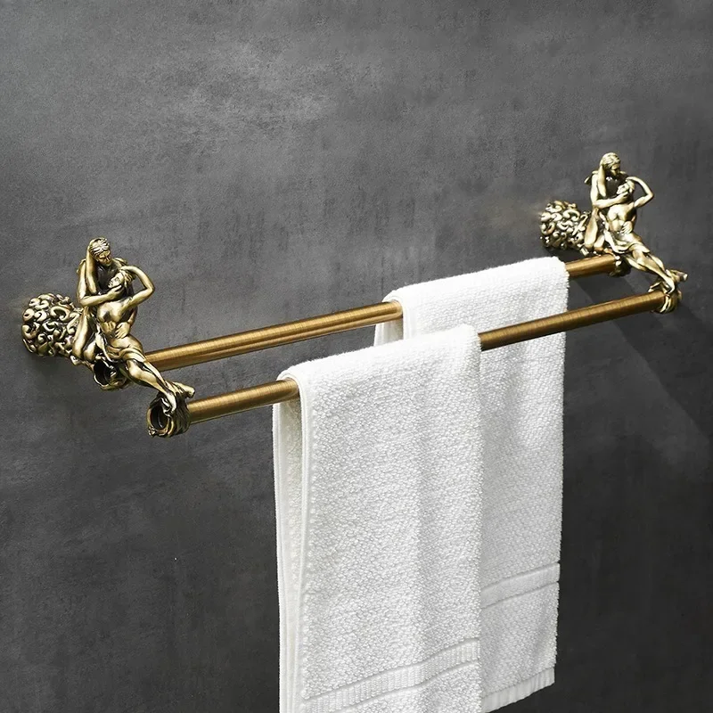 Vintage Towel Rack Wall Mounted Multi-layer Pole Storage Rack, Bathroom Towel Pole, Toilet, Restroom Storage Rack