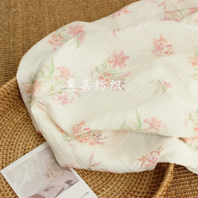 

200X135cm Double-layer Cotton Gauze, National Style Small Floral, Crepe, Pajamas, Loungewear Fabrics