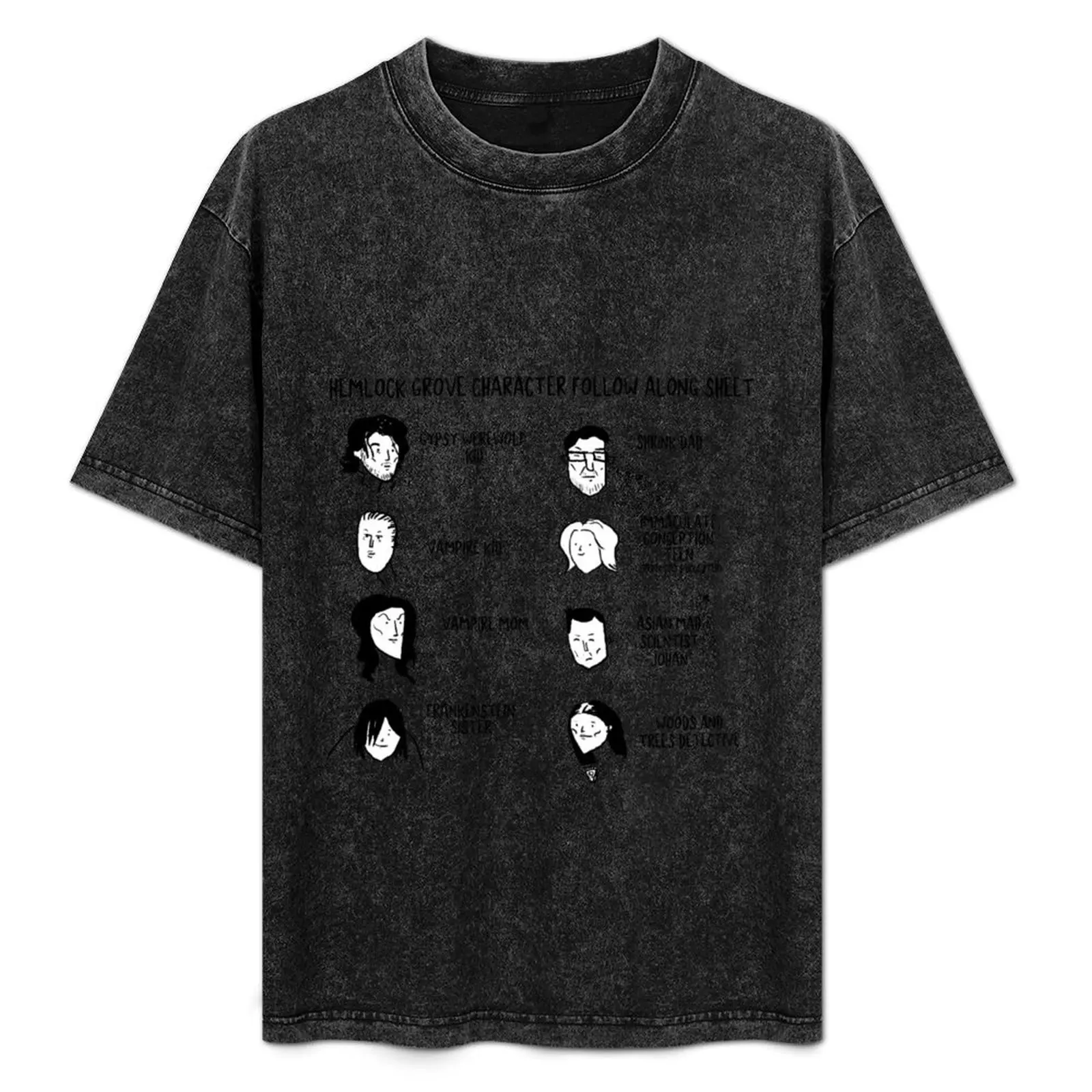 Camiseta Hemlock Grove Characters Follow Along Sheet, camiseta informal de manga corta para vacaciones