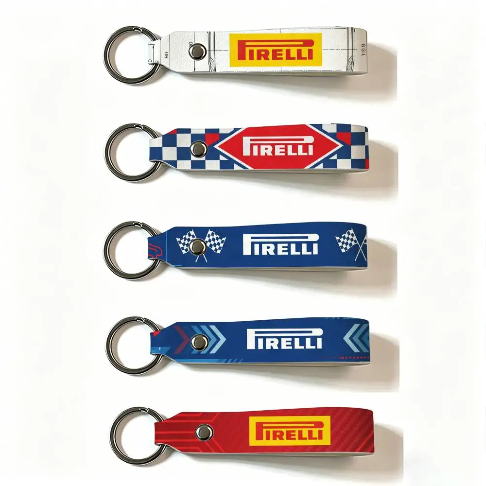 FOR PIRELLI MOTO PU Leather Keychain Minimalist Key Holder Durable Key Organizer Car Keys Bag Accessories Gift