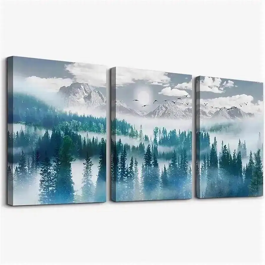 

Forest Mountain Scenery Picture Diy Diamond Painting Triptych Abstract Landscape Full Drill Mosaic Embroidery Kits 3 Pieces/Set