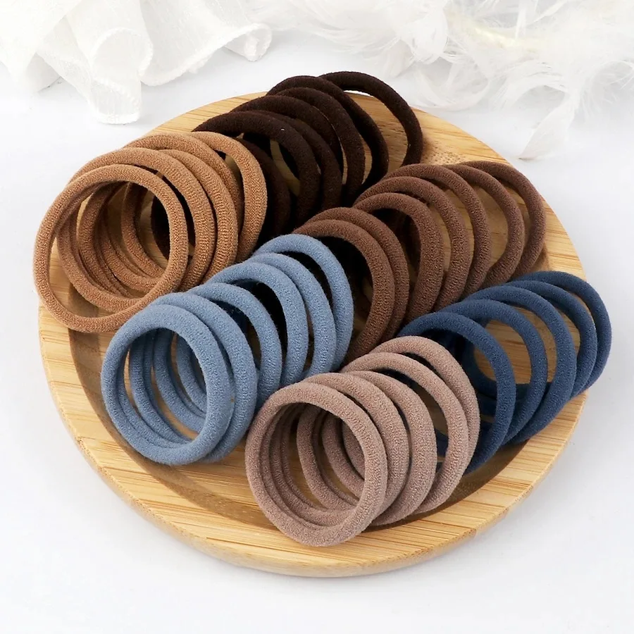 50pcs/set Packing Women Girls Hair Bands Simple Solid Colors Elastic Headband Hair Ropes Ties Hair Accessories Ponytail Holder