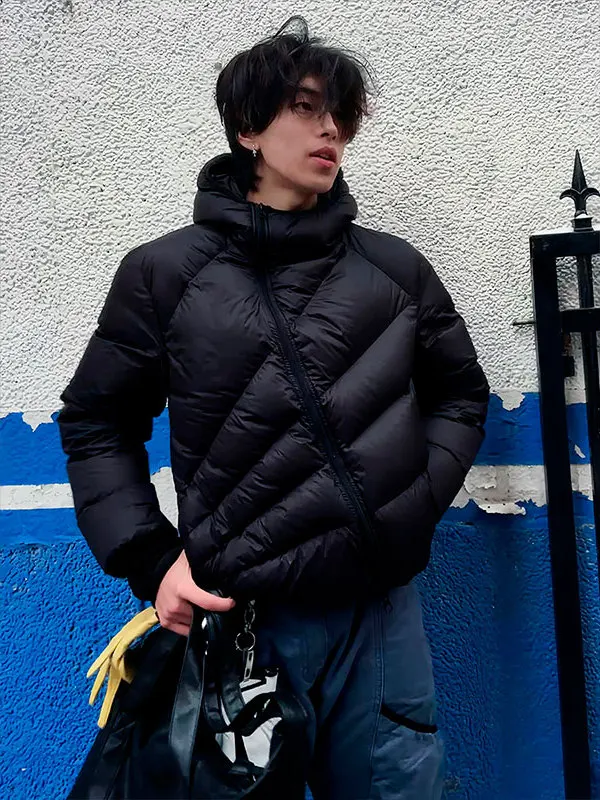 

Утепленная мужская куртка-пуховик на молнии с рюшами в американском стиле, с капюшоном, из хлопка, для зимы