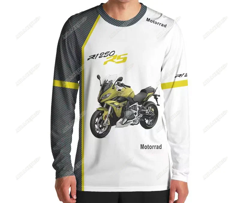 For BMW R1250 RS Motorrad ADVENTURE Sports Racing Team Motorcycle Riding Summer Quick Dry Anti-UV Long T-shirt Men's Jerseys