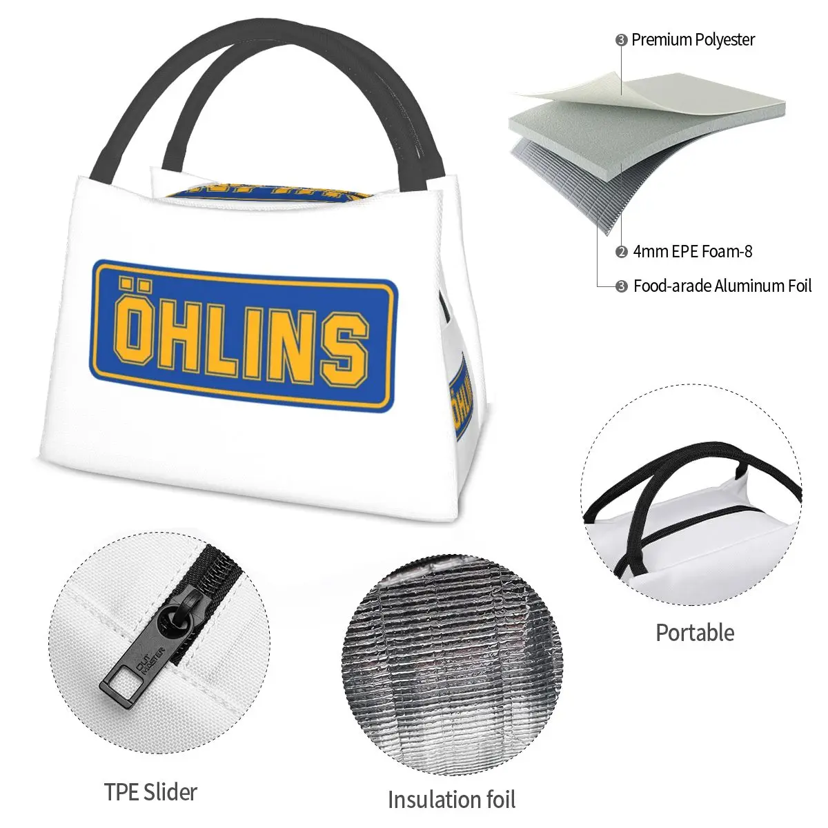 Ohlins-bolsas de almuerzo con aislamiento para mujer y niño, bolsa de almuerzo portátil, a prueba de fugas, de viaje