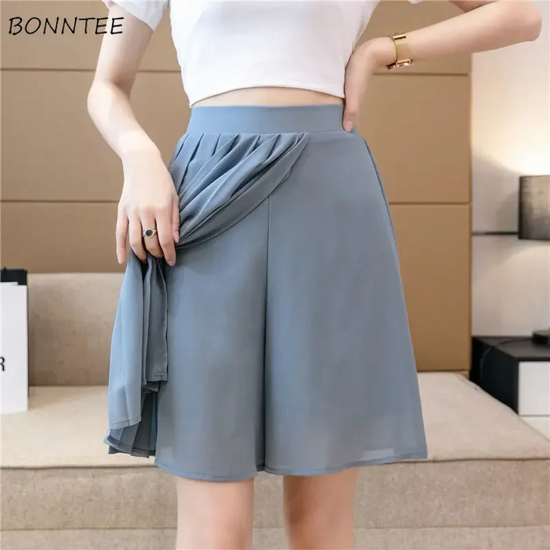 Shorts Women Solid Folds Simple Special Spring All-match Daily Creativity Popular Leisure Basics Breathable Korean Style Ladies