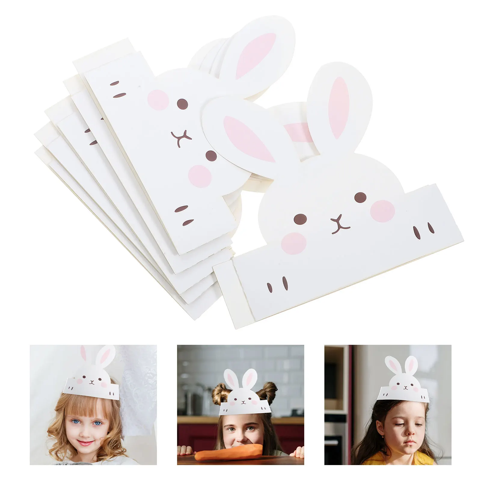 6pcs Konijnenoren Feesthoeden Bunny Crown Pasen Papier Hoofddeksels Kinderen Foto Props Lichtgewicht Leuk Cosplay Accessoires Verjaardag