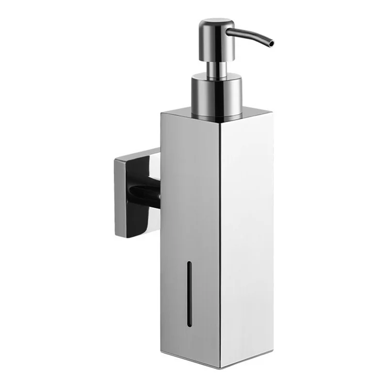 

ABKY-Wall Mounted Manual Soap Dispenser In Stainless Steel-Square Round Design For Hotel Bathrooms
