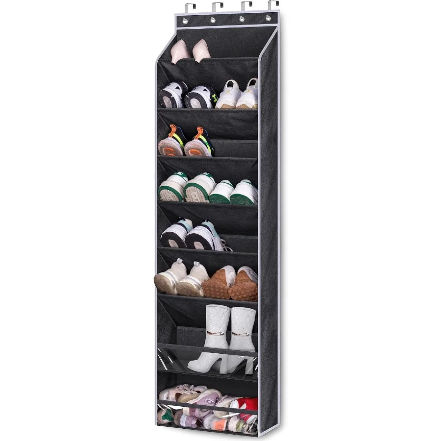 

Over The Door Shoe Rack for Door Fit 20 Pairs Sneakers Large Hanging Shoe Organizer for Closet Storage Boots Black