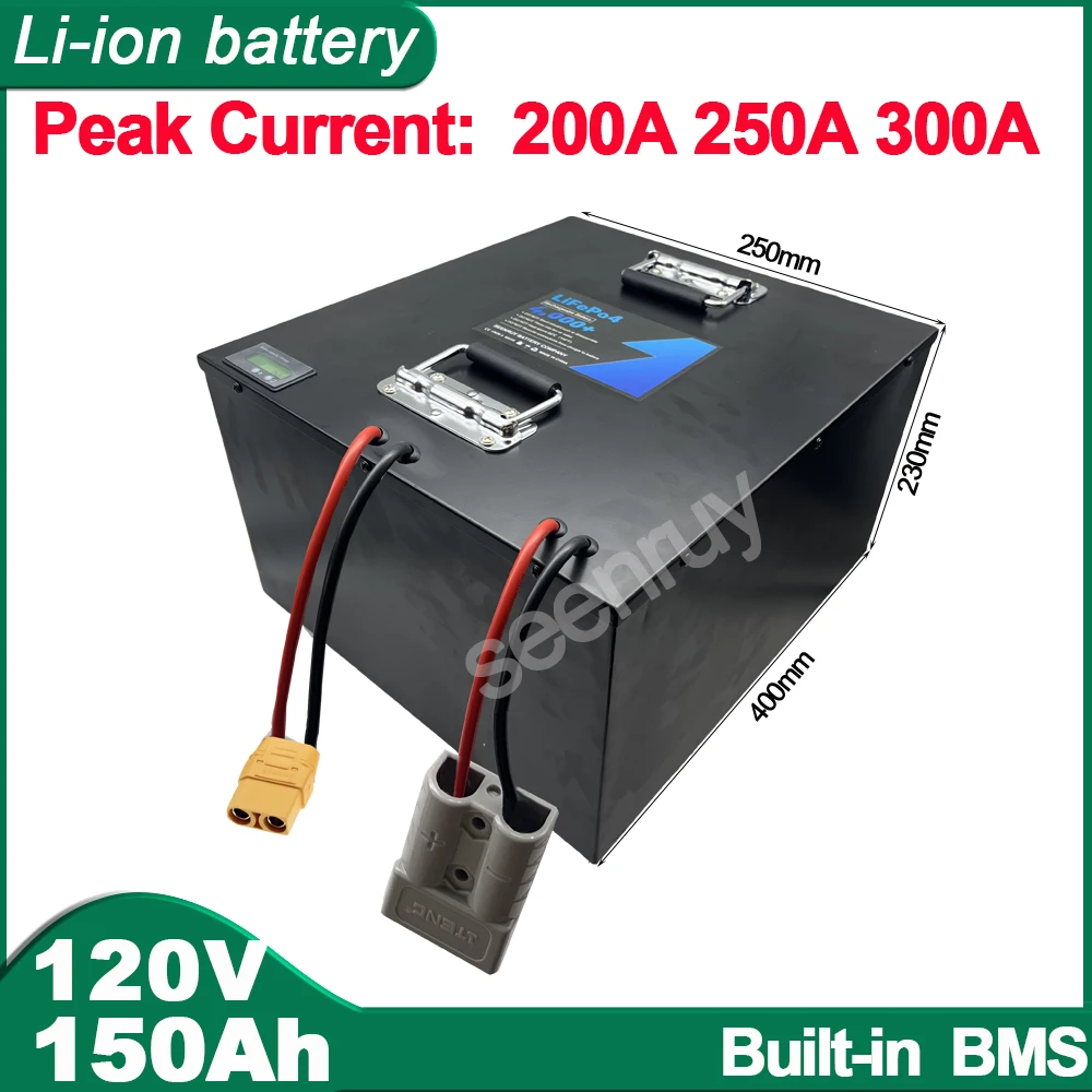 

120V 150Ah Li-ion With Charger 80A 100A 120A Lithium Polymer Battery Pack For Bike Tricycle Scooter MotorCycle Electric Vehicle