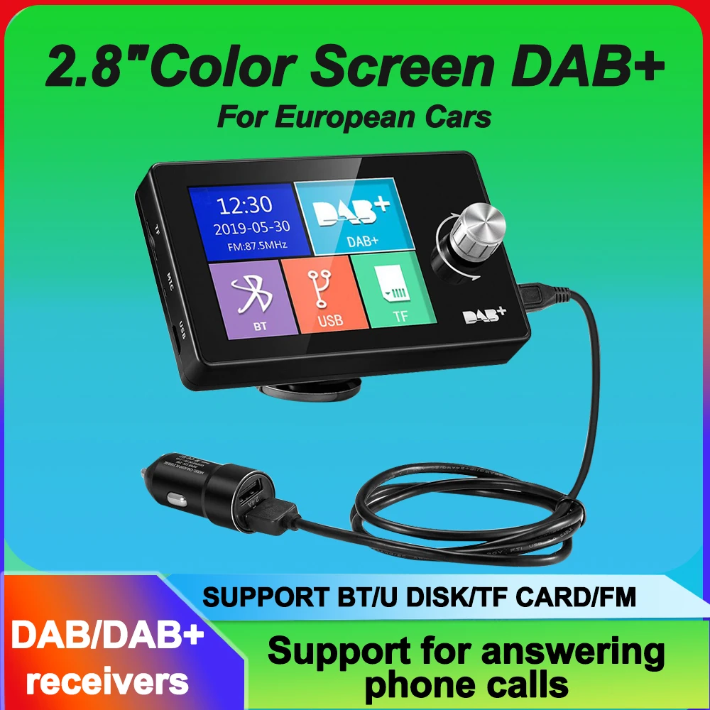 2.8inch For European Android Car Radio Color Screen DAB Receivers DAB + Antenna Adapter MXC interfaFor European Android Car Radio Color Screen DAB Receivers DAB + Antenna Adapter MXC interface Support BT UDISK TF CARD FM