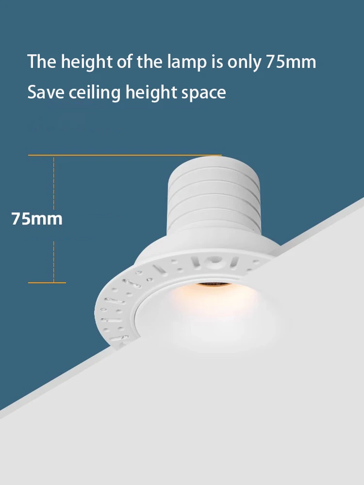 Led Spotlights Embedded Spot Light Curved Frameless Ceiling Lamp Borderless Anti Glare Eye Protection  Mini COB Foco 110V 220V