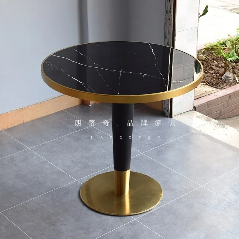 Light luxury hotel negotiation table bar theme western restaurant bag Phnom Penh table milk tea shop cafe dessert shop round tab
