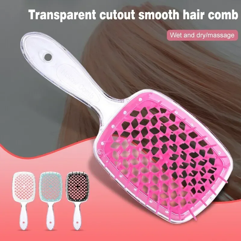 

Fluffy Modeling Comb Mesh Comb Hairdressing Hair Smoothing Honeycomb Comb Plastic Massage Comb Dry And Wet Hollow Comb