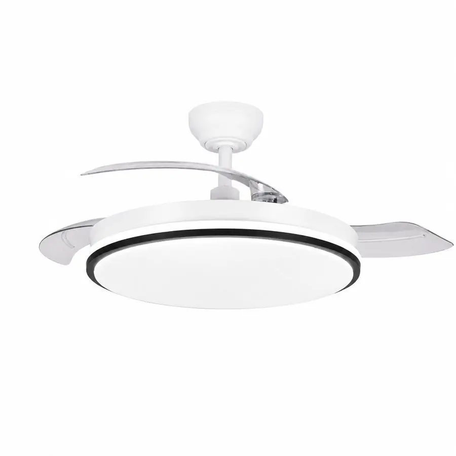 42 Inches Ceiling Fan with LED Light with Remote Control, Timer, 6 Speeds, Retractable Blades, 3 Light Temperatures Quiet Safety