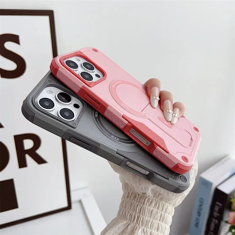 holder magnetic for iPhone 16 15 14 13 12 11 Pro Max Plus case Magsafe wireless charging anti fall protection cover bumper image 4