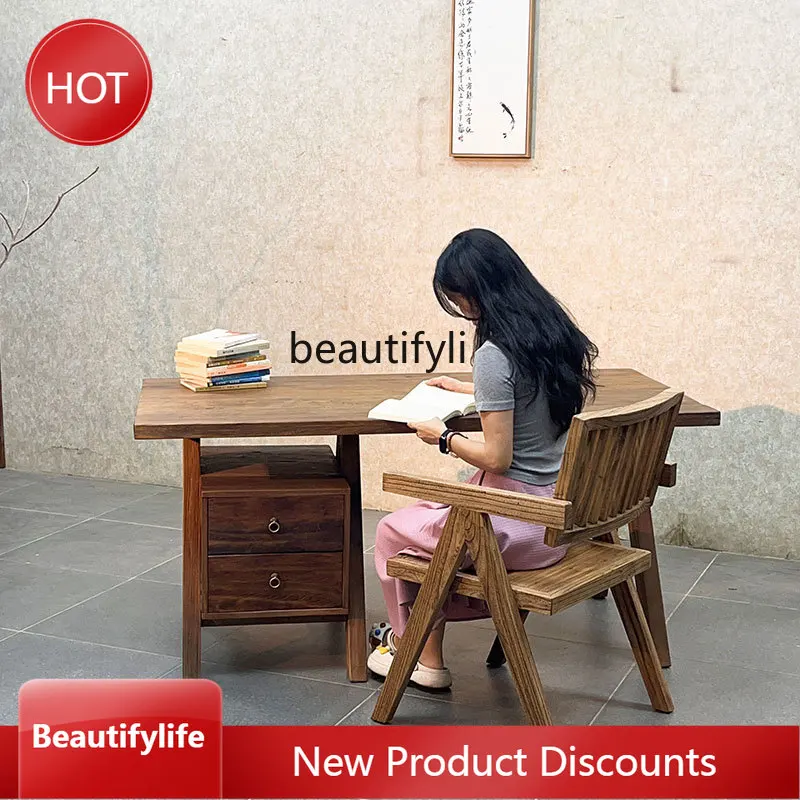 

X188 Unilateral desk Solid wood desk Chair combination Study computer work desk