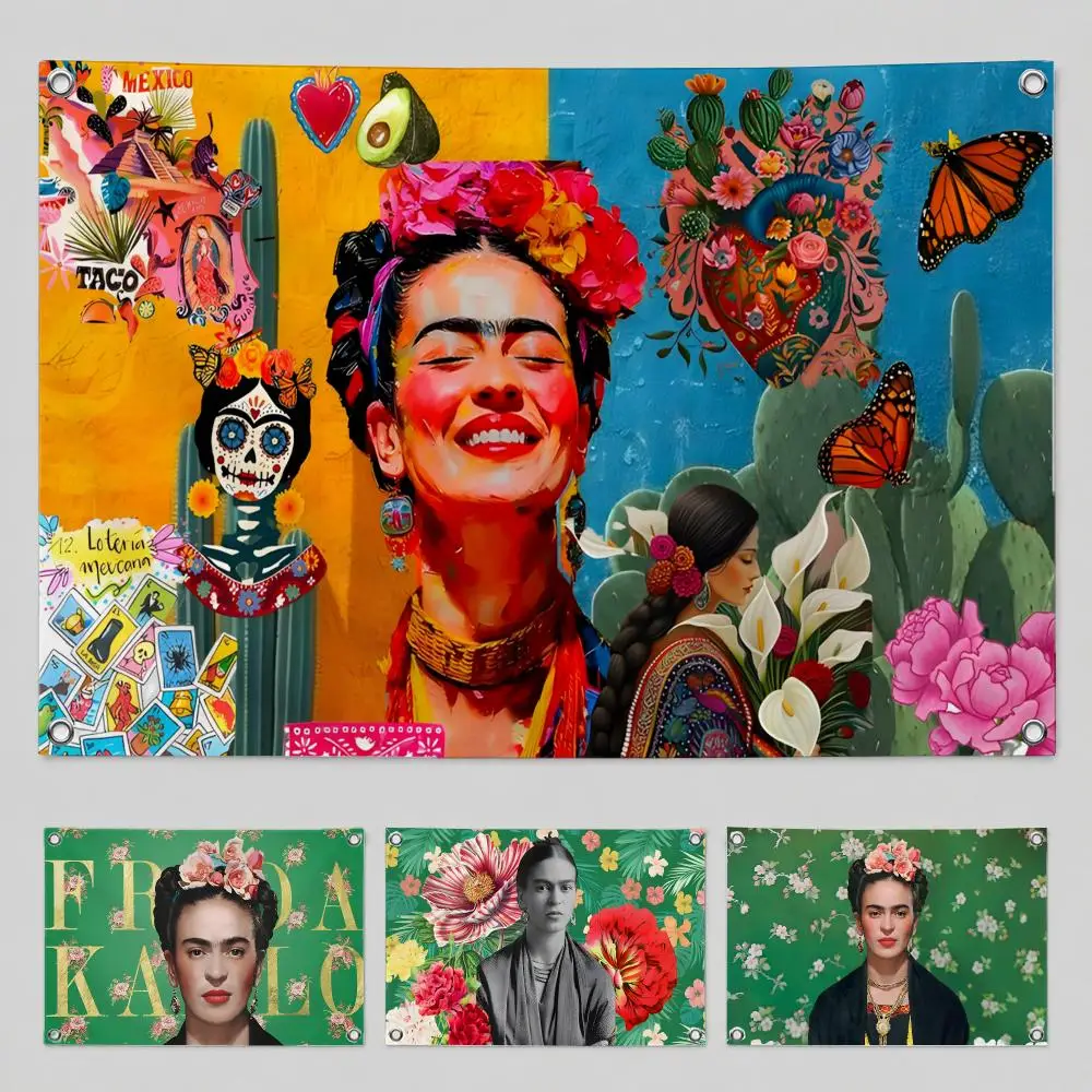 Artist Frida Kahlo Flags Home Yard & Garden Decor Banner - Indoor Outdoor Wall Hanging Flag