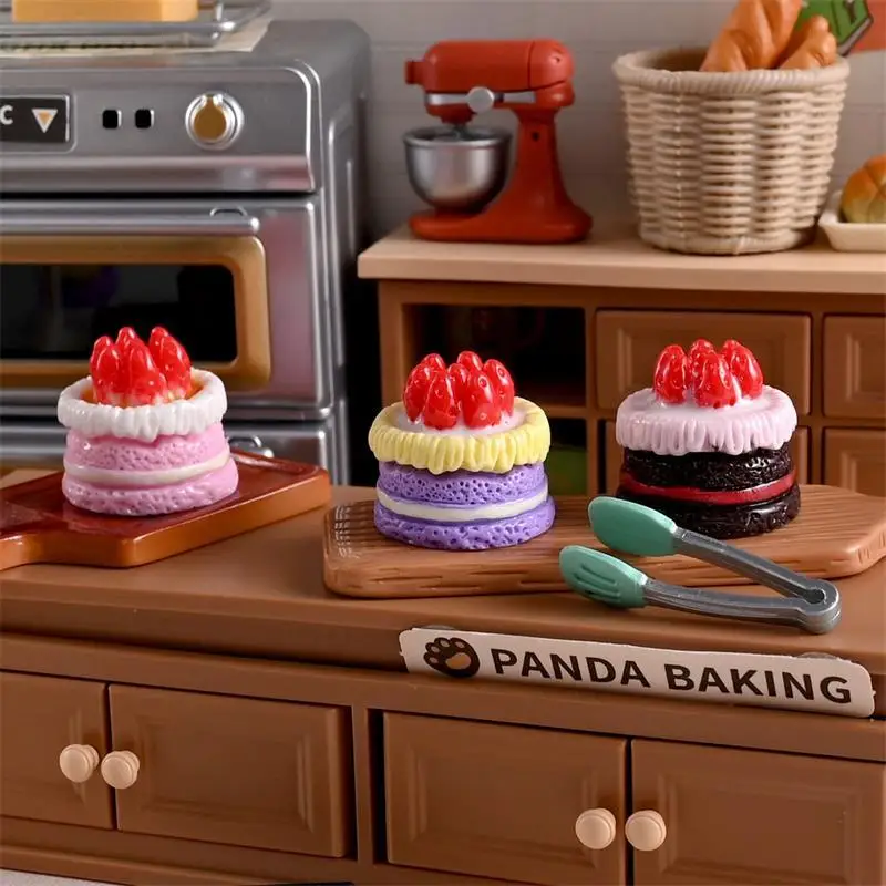 5/10 قطعة دمية مصغرة محاكاة كريم الفراولة كعكة نموذج الغذاء لعبة المنزل الحلي الاطفال التظاهر اللعب هدية