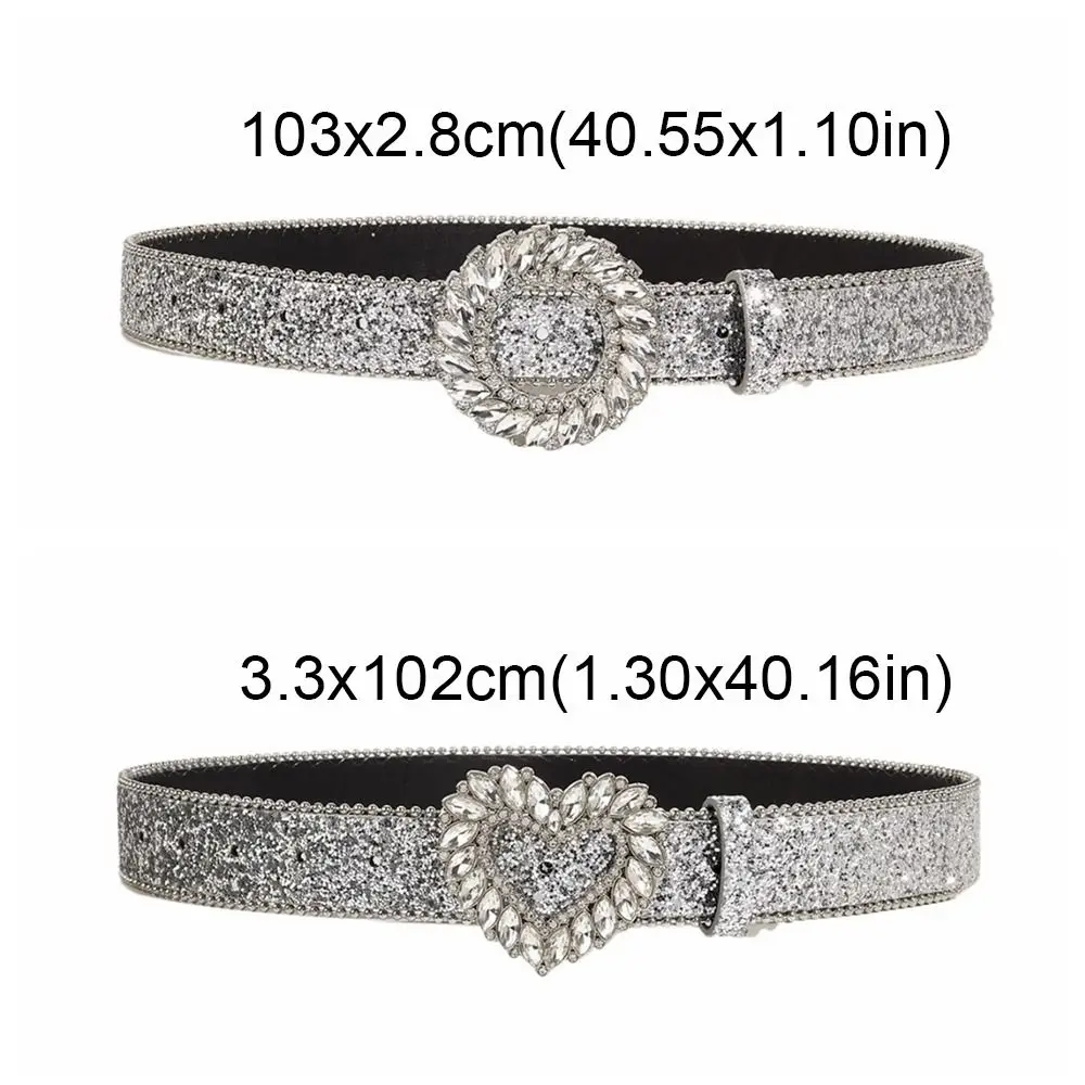 Metalen gesp Strass tailleband Geometrische Koreaanse stijl Y2k Strass riem Gotische tailleband Leren riem Jeans Decoratief