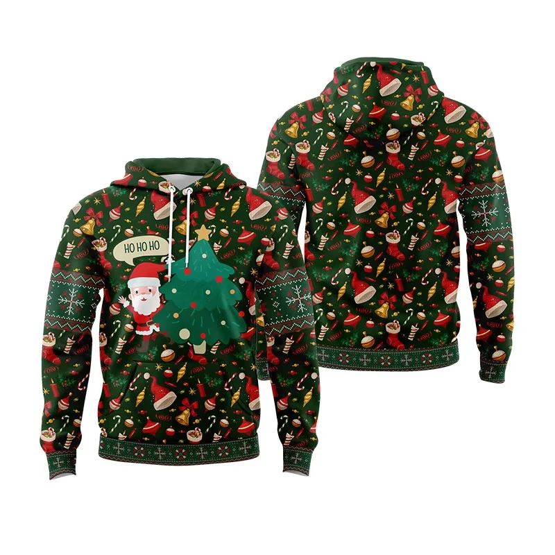 

Fashion 3D Print Christmas Men's Hoodies Santa Claus Graphic Pullover Top Loose Leisure X'mas Carnival Party Sweatshirts Clothes