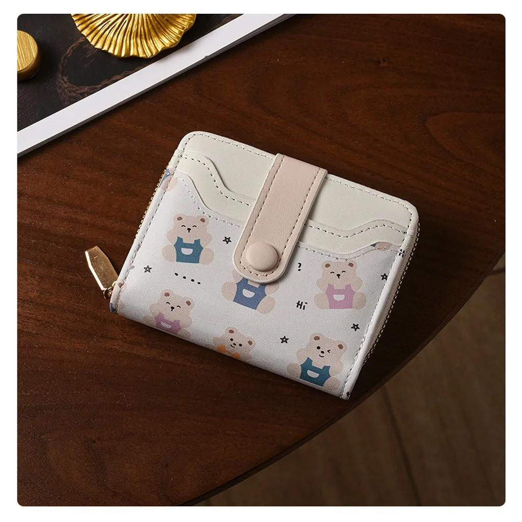 Pu Leather Bifold Wallet Cute Multi-Card Slot Wallet Small Handheld Purse Colorful Women'S Short Wallet For Women'S Accessory